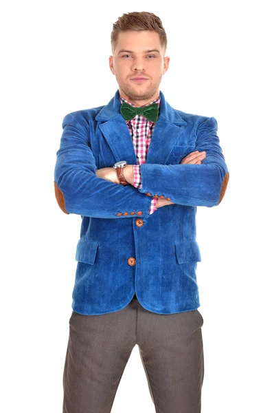 Young man in a blue jacket — Stock Photo, Image