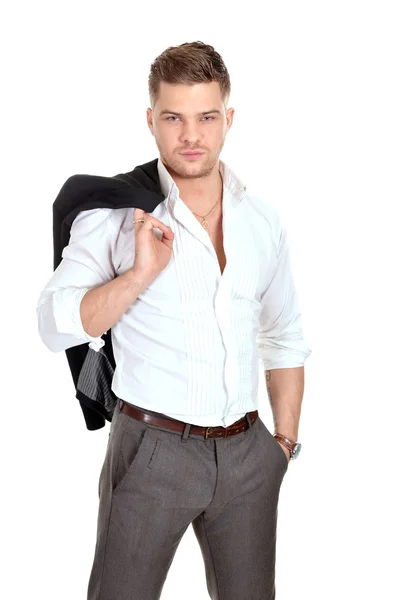 Young man in a light shirt — Stock Photo, Image