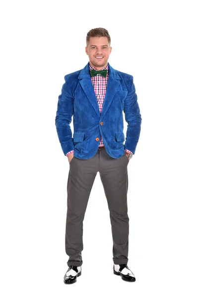 Young man in a blue jacket — Stock Photo, Image