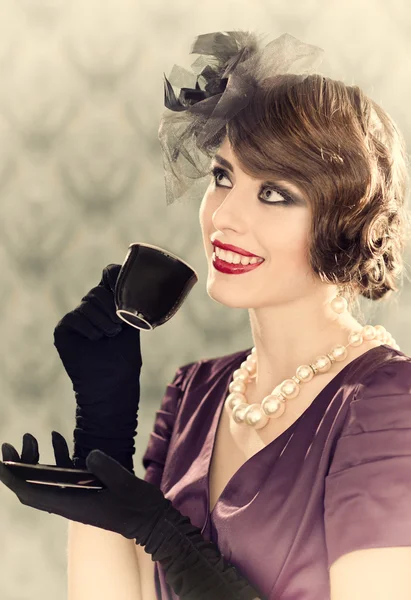 Woman in retro style — Stock Photo, Image