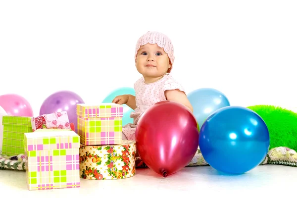 Nice baby sitting with toys — Stock Photo, Image