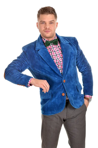 Young man in a blue jacket — Stock Photo, Image