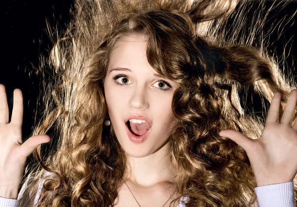 Beautiful curly-haired girl — Stock Photo, Image