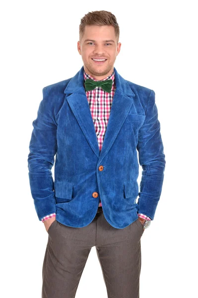 Young man in a blue jacket — Stock Photo, Image
