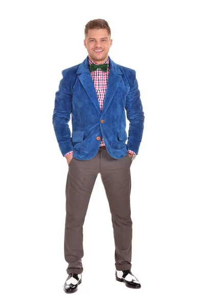 Young man in a blue jacket — Stock Photo, Image