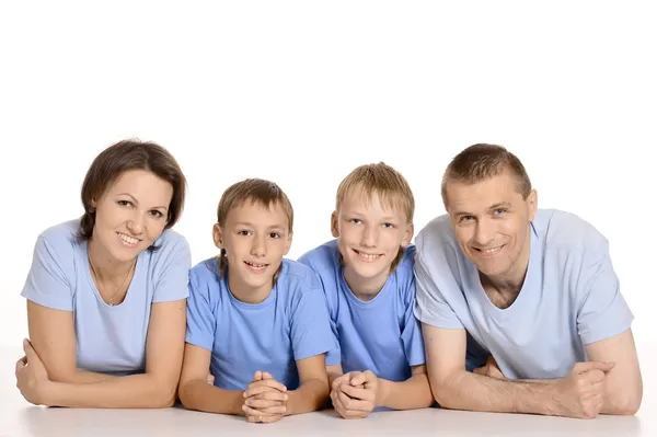 Aardig familie op de verdieping — Stockfoto