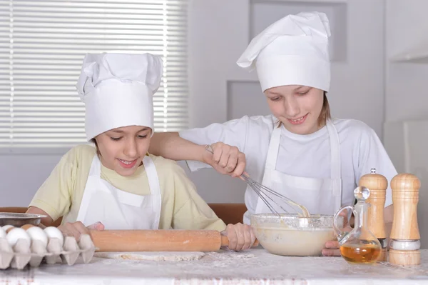 Boys knead the dough — Stock Photo, Image