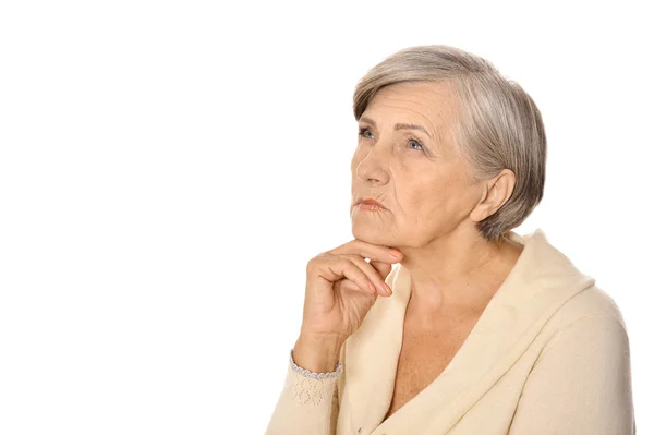 Pensive old woman — Stock Photo, Image