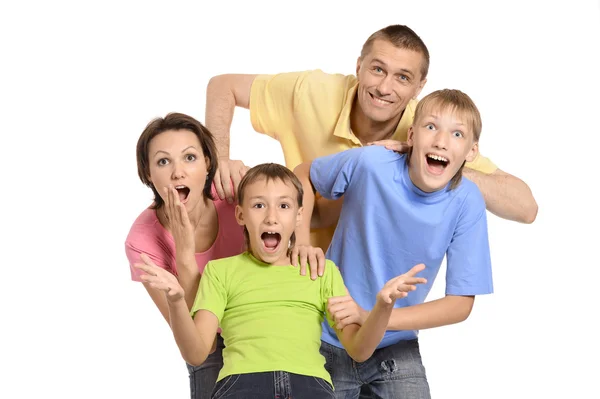 Glad familj på fyra — Stockfoto