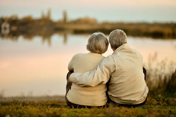 Elderly couple in nature Stock Photo