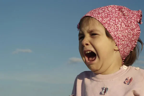 A beautiful Caucasian baby crying — Stock Photo, Image