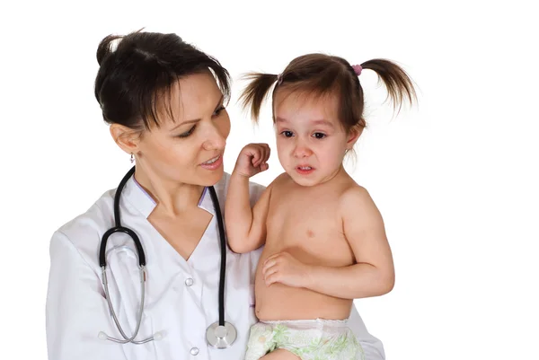 Médico bonito com recém-nascido — Fotografia de Stock