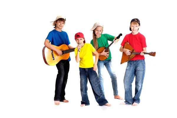 Talented children in bright T-shirt — Stock Photo, Image