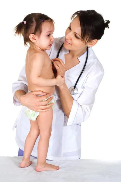 Doutor com uma menina bonito — Fotografia de Stock