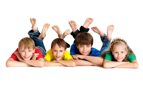 Clever children in bright T-shirt — Stock Photo, Image