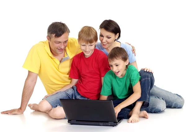 Tops family in bright T-shirts — Stock Photo, Image