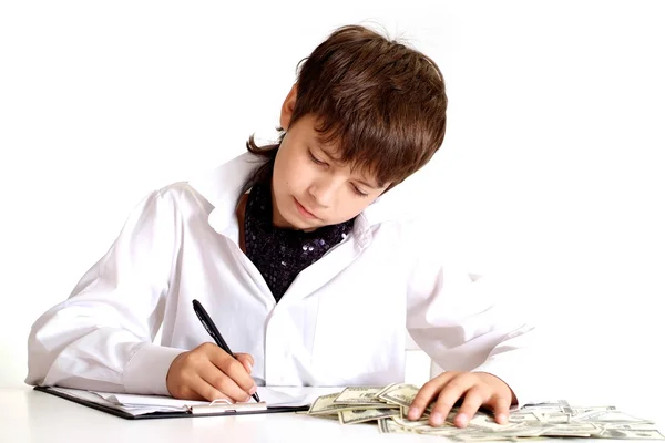 Writing kid in the room — Stock Photo, Image