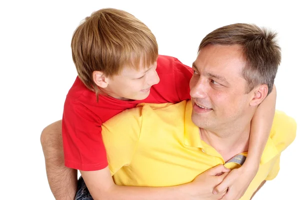 Lovely family in bright T-shirts — Stock Photo, Image