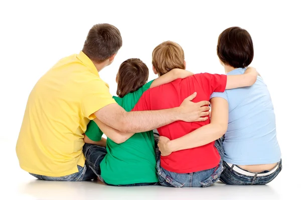 Prachtige familie in heldere t-shirts — Stockfoto