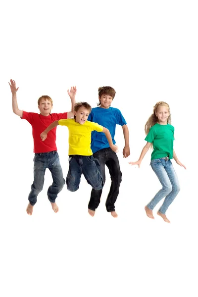Cherrful dzieci w jasny t-shirt — Zdjęcie stockowe