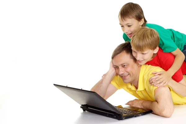 Intelligent family in bright T-shirts Stock Image