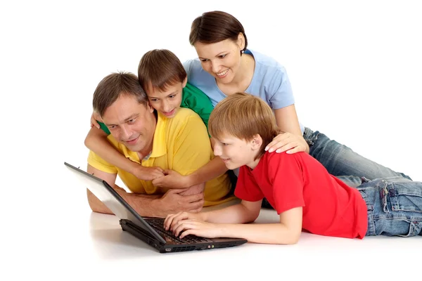 Nice family in bright T-shirts Stock Picture