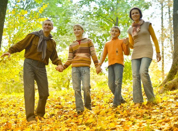 Familj på fyra i park — Stockfoto