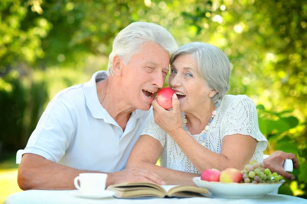 Elderly couple in summer — Stock Photo, Image