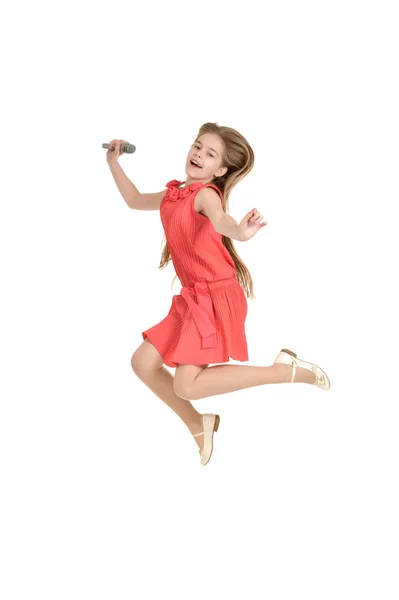 Kırmızı elbiseli bir genç kız — Stok fotoğraf