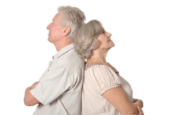 Äldre par på en vit bakgrund — Stockfoto
