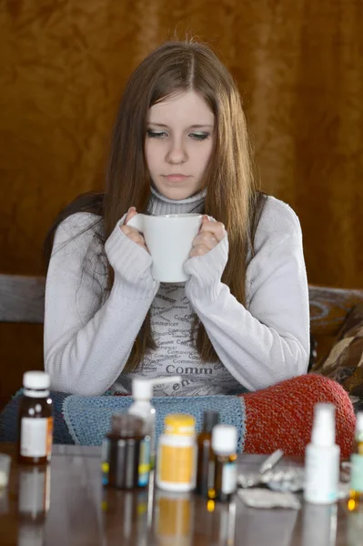 Girl feels sickness — Stock Photo, Image