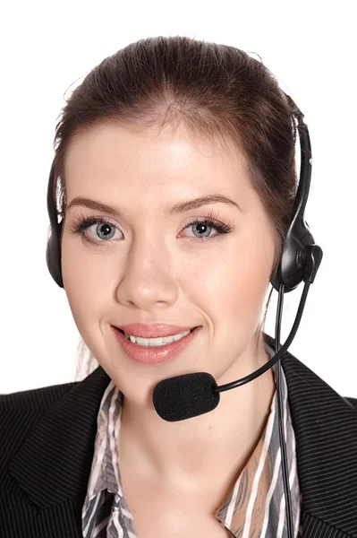 Jeune femme agréable avec téléphone — Photo