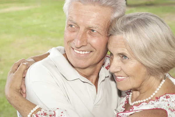 Lovely elderly couple went to the nature — Stock Photo, Image