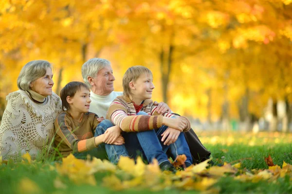 Família amigável caminhando — Fotografia de Stock