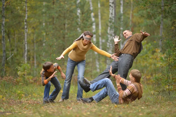 Famiglia di quattro persone che giocano — Foto Stock