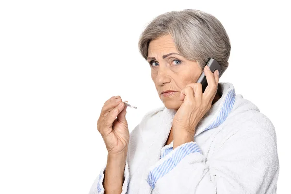 Ill senior woman — Stock Photo, Image