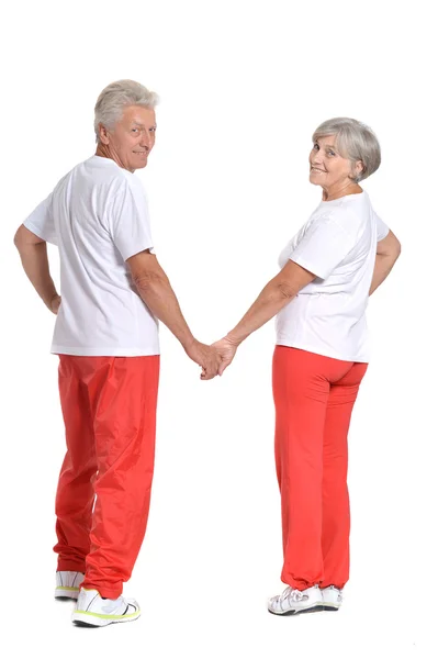 Äldre par i ett gym — Stockfoto
