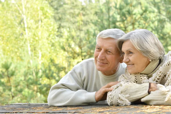 Äldre par i höst — Stockfoto