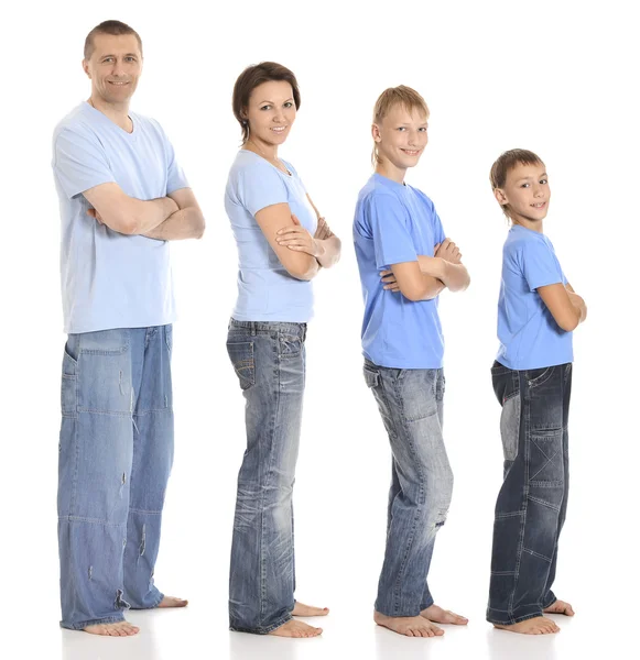 Familie in blauen Hemden — Stockfoto