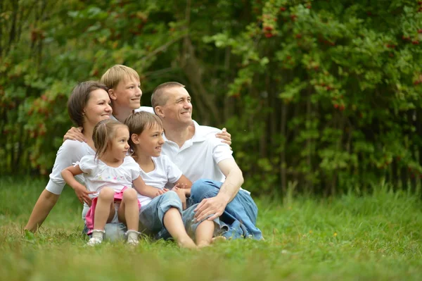 Happy family at nature — Stock Photo, Image