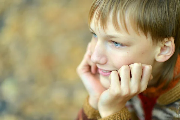 Happy boy relaxing in autumn — Stock Photo, Image