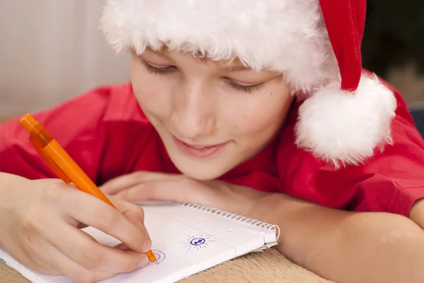 Çocuk Noel Baba şapkası yazılı olarak — Stok fotoğraf