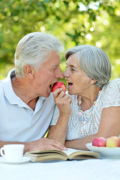 Elderly couple in summer — Stock Photo, Image