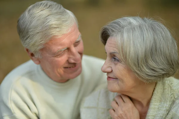 Seniorenpaar in park — Stockfoto