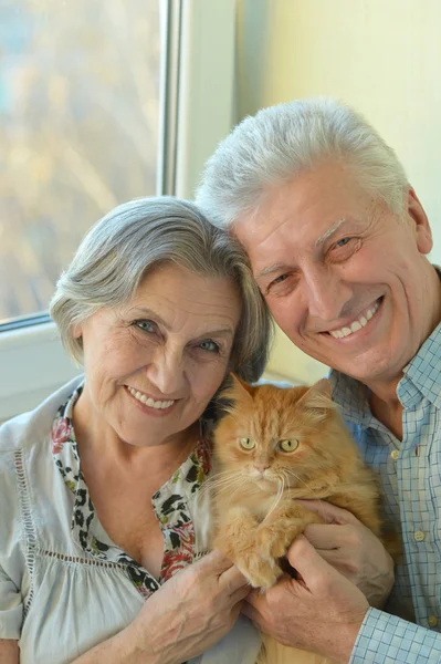 Happy elderly couple at home — Stock Photo, Image