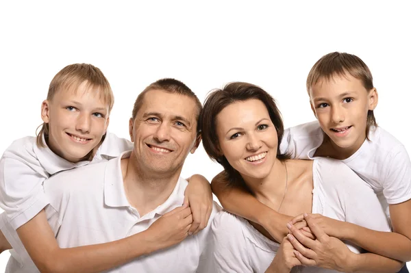 Linda familia aislada sobre fondo blanco —  Fotos de Stock