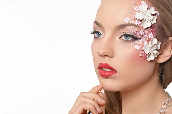 Flicka med konstnärlig makeup — Stockfoto