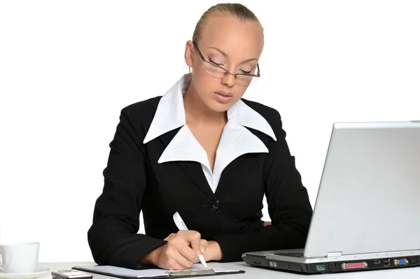 Hermosa secretaria en la mesa — Foto de Stock