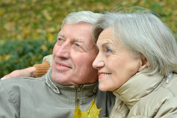 Oude paar in herfst park — Stockfoto