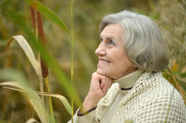 Schöne ältere Frau in der Natur — Stockfoto